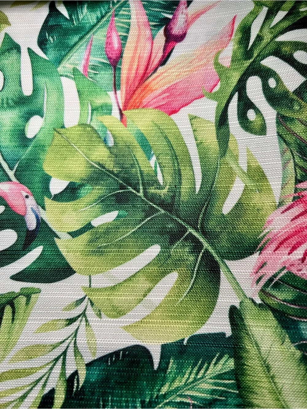 Flamingo Tropics Fabric Shower Curtain Tropical Pink Flamingos Green Leaves